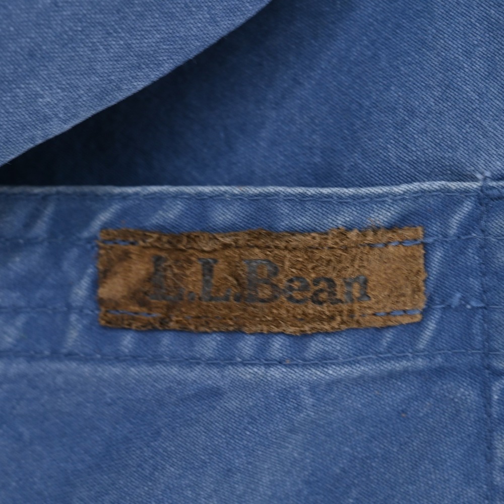 Vintage LL Bean Men S Blue Canvas Field Coat Leather Plaid Barn Chore Jacket - Picture 2 of 16